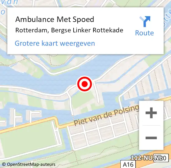 Locatie op kaart van de 112 melding: Ambulance Met Spoed Naar Rotterdam, Bergse Linker Rottekade op 27 november 2023 15:04