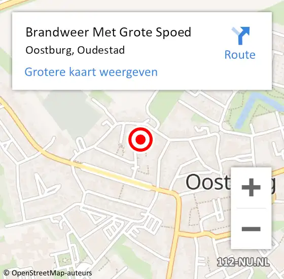 Locatie op kaart van de 112 melding: Brandweer Met Grote Spoed Naar Oostburg, Oudestad op 27 november 2023 15:24