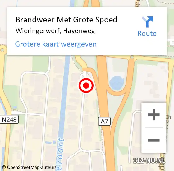 Locatie op kaart van de 112 melding: Brandweer Met Grote Spoed Naar Wieringerwerf, Havenweg op 27 november 2023 15:26