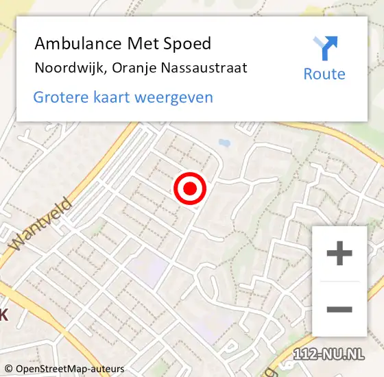 Locatie op kaart van de 112 melding: Ambulance Met Spoed Naar Noordwijk, Oranje Nassaustraat op 27 november 2023 15:27