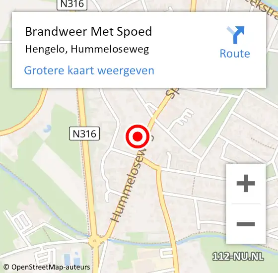 Locatie op kaart van de 112 melding: Brandweer Met Spoed Naar Hengelo, Hummeloseweg op 27 november 2023 15:31