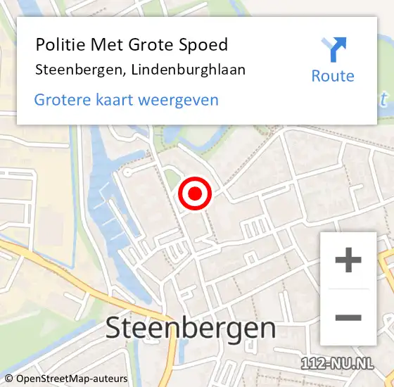 Locatie op kaart van de 112 melding: Politie Met Grote Spoed Naar Steenbergen, Lindenburghlaan op 27 november 2023 16:01