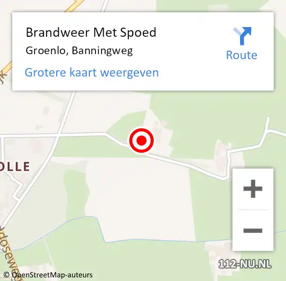 Locatie op kaart van de 112 melding: Brandweer Met Spoed Naar Groenlo, Banningweg op 27 november 2023 16:28