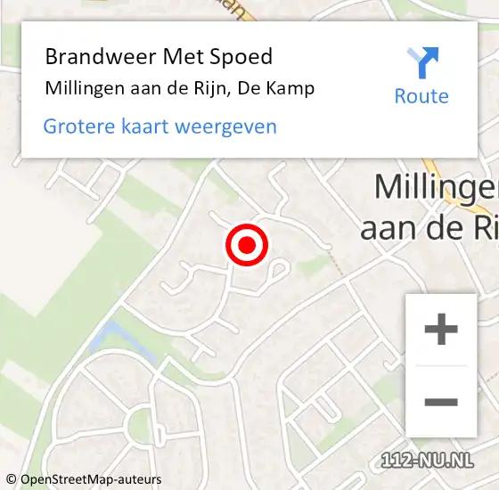Locatie op kaart van de 112 melding: Brandweer Met Spoed Naar Millingen aan de Rijn, De Kamp op 27 november 2023 16:30