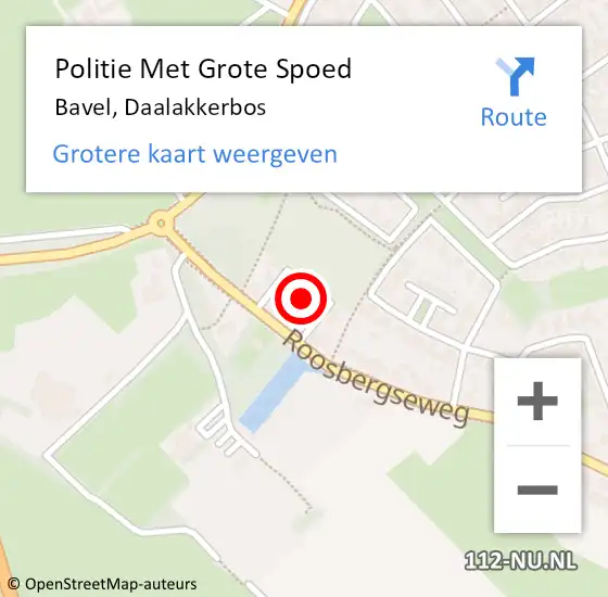 Locatie op kaart van de 112 melding: Politie Met Grote Spoed Naar Bavel, Daalakkerbos op 27 november 2023 16:47