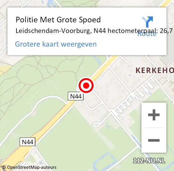 Locatie op kaart van de 112 melding: Politie Met Grote Spoed Naar Leidschendam-Voorburg, N44 hectometerpaal: 26,7 op 27 november 2023 17:16