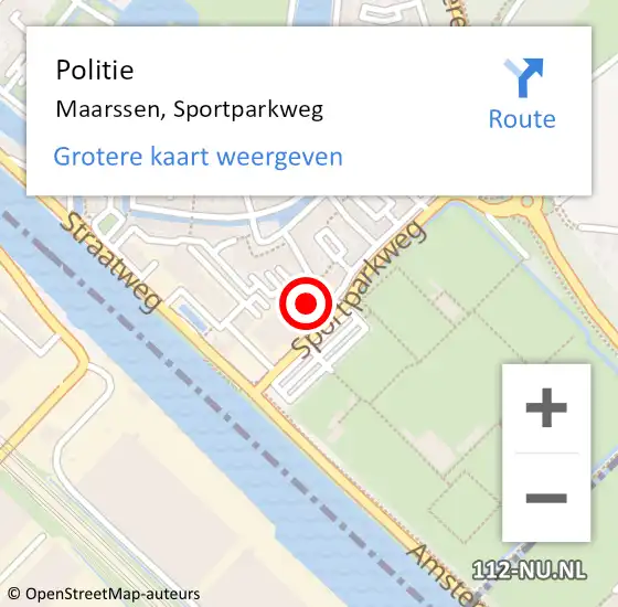 Locatie op kaart van de 112 melding: Politie Maarssen, Sportparkweg op 27 november 2023 17:17