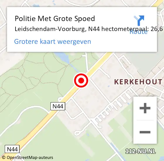 Locatie op kaart van de 112 melding: Politie Met Grote Spoed Naar Leidschendam-Voorburg, N44 hectometerpaal: 26,6 op 27 november 2023 17:17