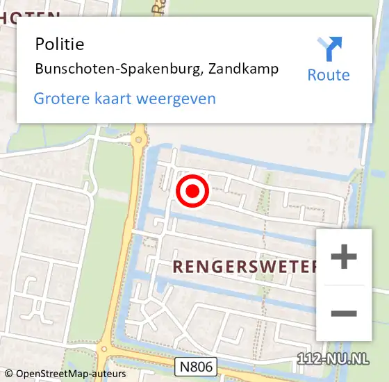 Locatie op kaart van de 112 melding: Politie Bunschoten-Spakenburg, Zandkamp op 27 november 2023 17:20