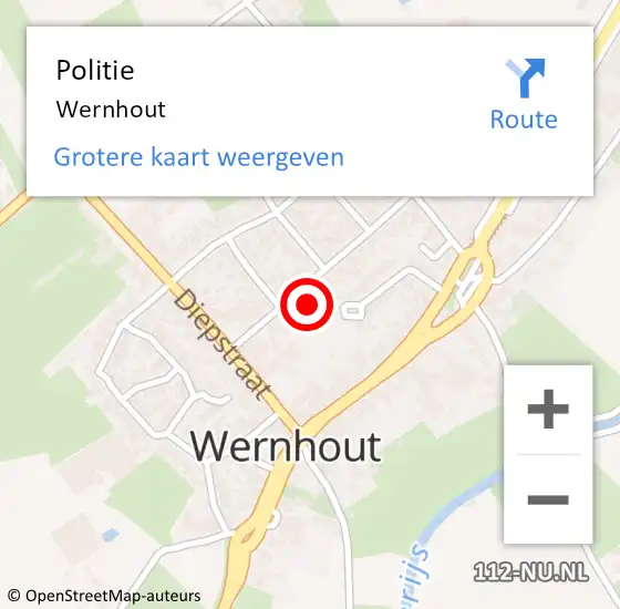 Locatie op kaart van de 112 melding: Politie Wernhout op 27 november 2023 17:26