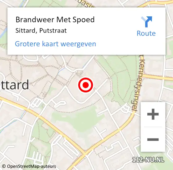 Locatie op kaart van de 112 melding: Brandweer Met Spoed Naar Sittard, Putstraat op 27 november 2023 17:39