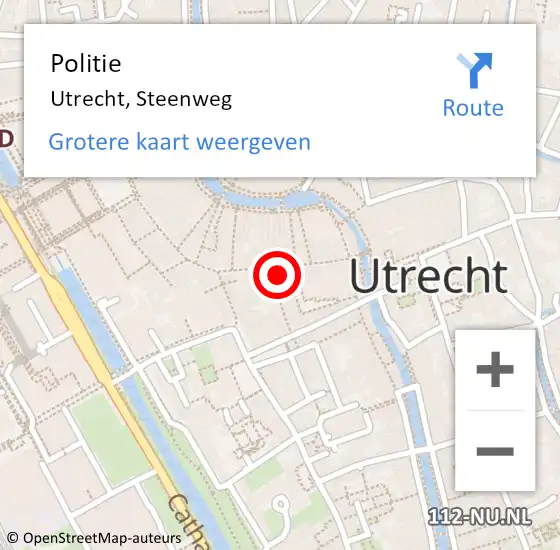 Locatie op kaart van de 112 melding: Politie Utrecht, Steenweg op 27 november 2023 17:45