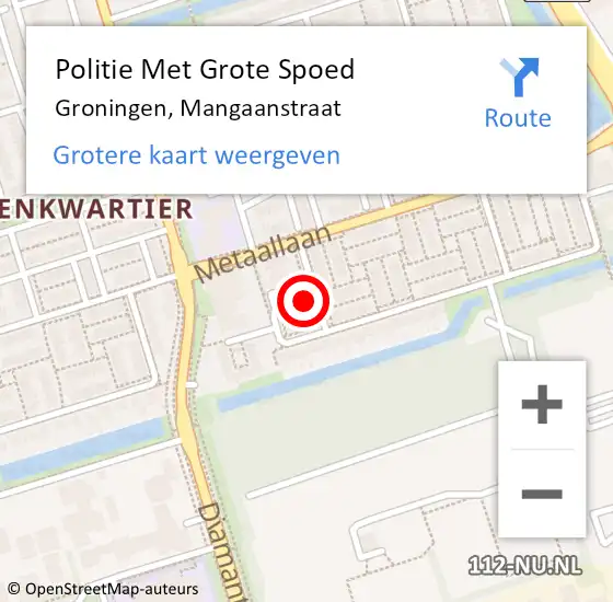 Locatie op kaart van de 112 melding: Politie Met Grote Spoed Naar Groningen, Mangaanstraat op 27 november 2023 18:41