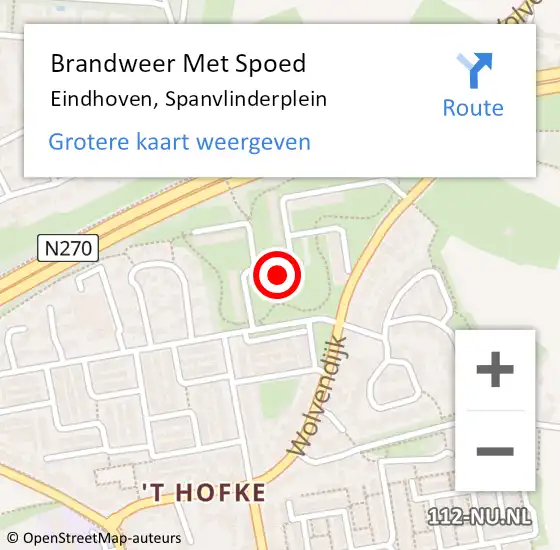 Locatie op kaart van de 112 melding: Brandweer Met Spoed Naar Eindhoven, Spanvlinderplein op 27 november 2023 18:50