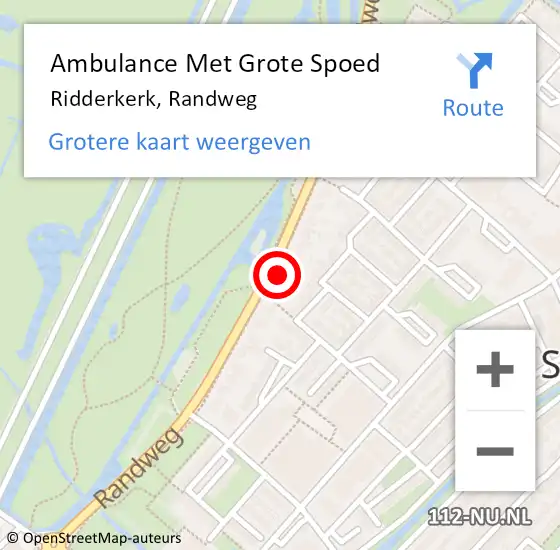 Locatie op kaart van de 112 melding: Ambulance Met Grote Spoed Naar Ridderkerk, Randweg op 27 november 2023 18:54