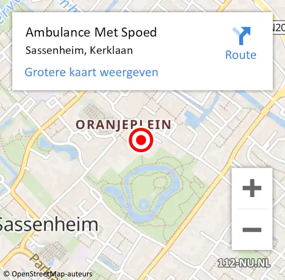 Locatie op kaart van de 112 melding: Ambulance Met Spoed Naar Sassenheim, Kerklaan op 27 november 2023 20:04