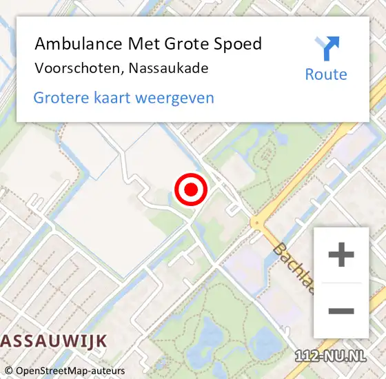 Locatie op kaart van de 112 melding: Ambulance Met Grote Spoed Naar Voorschoten, Nassaukade op 27 november 2023 20:06