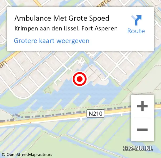 Locatie op kaart van de 112 melding: Ambulance Met Grote Spoed Naar Krimpen aan den IJssel, Fort Asperen op 27 november 2023 20:09