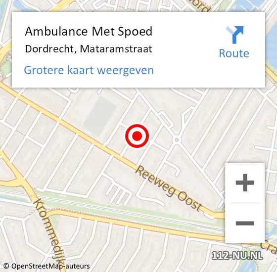 Locatie op kaart van de 112 melding: Ambulance Met Spoed Naar Dordrecht, Mataramstraat op 27 november 2023 20:12