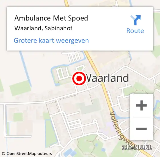 Locatie op kaart van de 112 melding: Ambulance Met Spoed Naar Waarland, Sabinahof op 27 november 2023 20:13