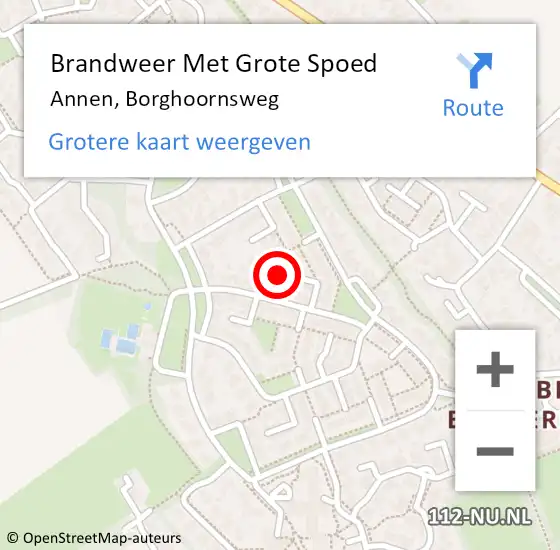 Locatie op kaart van de 112 melding: Brandweer Met Grote Spoed Naar Annen, Borghoornsweg op 27 november 2023 20:17