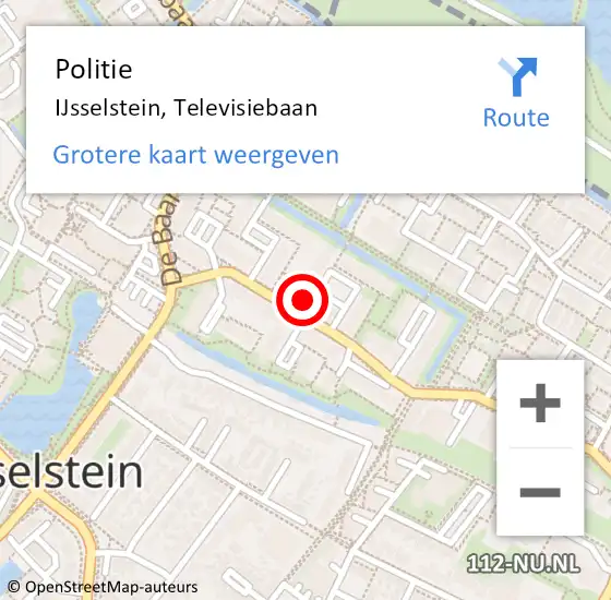 Locatie op kaart van de 112 melding: Politie IJsselstein, Televisiebaan op 27 november 2023 20:27