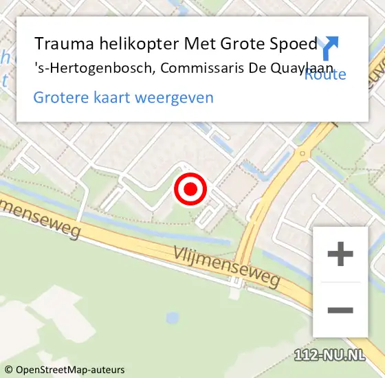 Locatie op kaart van de 112 melding: Trauma helikopter Met Grote Spoed Naar 's-Hertogenbosch, Commissaris De Quaylaan op 27 november 2023 20:55