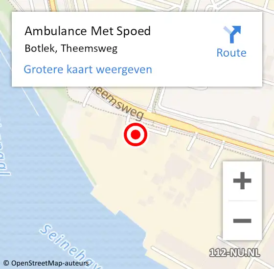 Locatie op kaart van de 112 melding: Ambulance Met Spoed Naar Botlek, Theemsweg op 16 september 2014 16:21