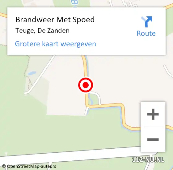 Locatie op kaart van de 112 melding: Brandweer Met Spoed Naar Teuge, de Zanden op 16 september 2014 16:22