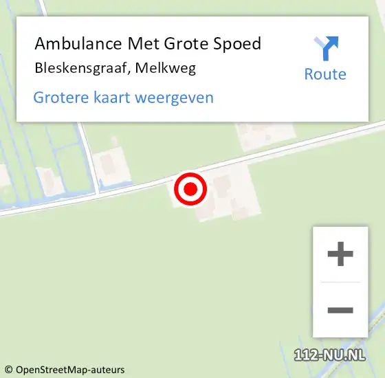 Locatie op kaart van de 112 melding: Ambulance Met Grote Spoed Naar Bleskensgraaf, Melkweg op 27 november 2023 21:49