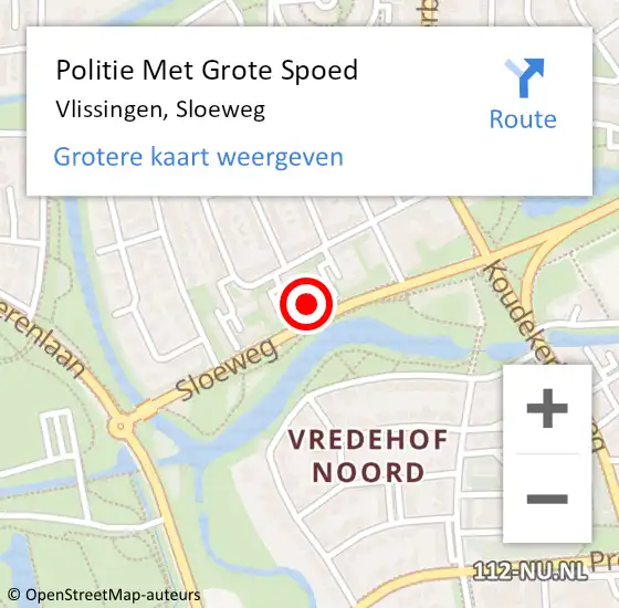 Locatie op kaart van de 112 melding: Politie Met Grote Spoed Naar Vlissingen, Sloeweg op 27 november 2023 21:57