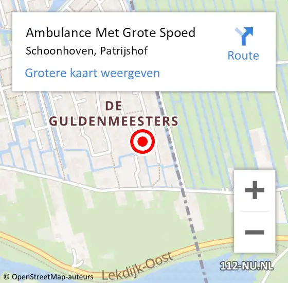 Locatie op kaart van de 112 melding: Ambulance Met Grote Spoed Naar Schoonhoven, Patrijshof op 27 november 2023 22:22