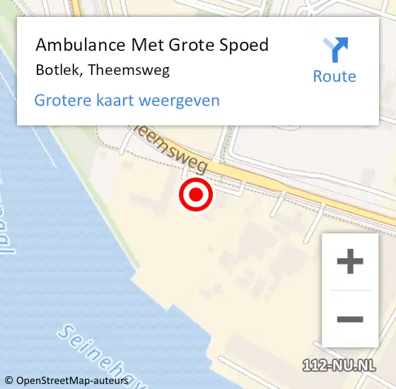 Locatie op kaart van de 112 melding: Ambulance Met Grote Spoed Naar Botlek, Theemsweg op 16 september 2014 16:27