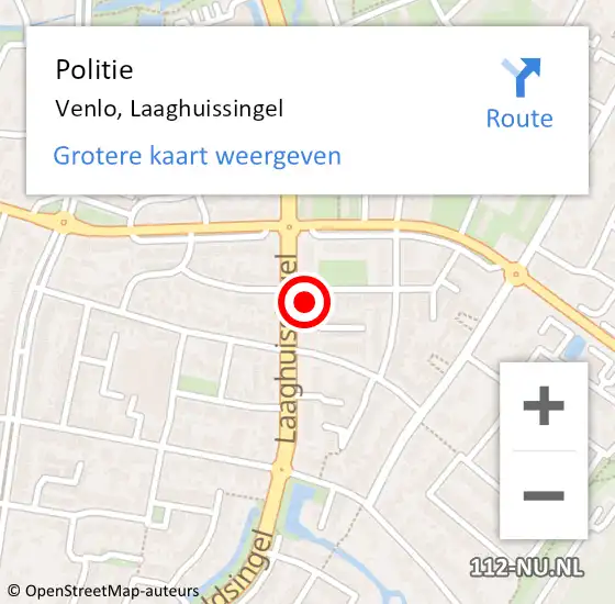 Locatie op kaart van de 112 melding: Politie Venlo, Laaghuissingel op 27 november 2023 22:50