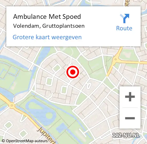 Locatie op kaart van de 112 melding: Ambulance Met Spoed Naar Volendam, Gruttoplantsoen op 27 november 2023 22:54