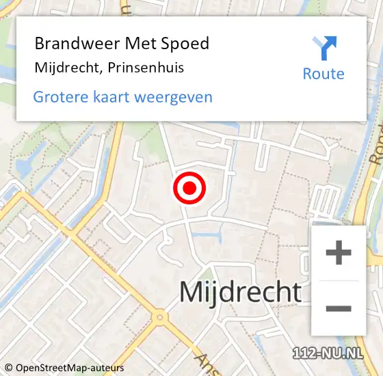 Locatie op kaart van de 112 melding: Brandweer Met Spoed Naar Mijdrecht, Prinsenhuis op 27 november 2023 23:15