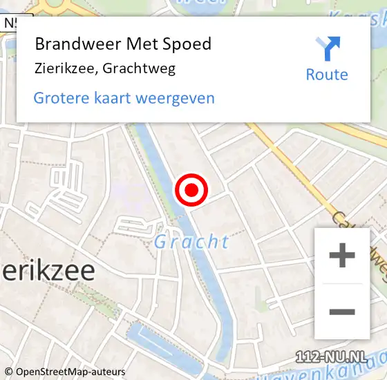 Locatie op kaart van de 112 melding: Brandweer Met Spoed Naar Zierikzee, Grachtweg op 27 november 2023 23:16