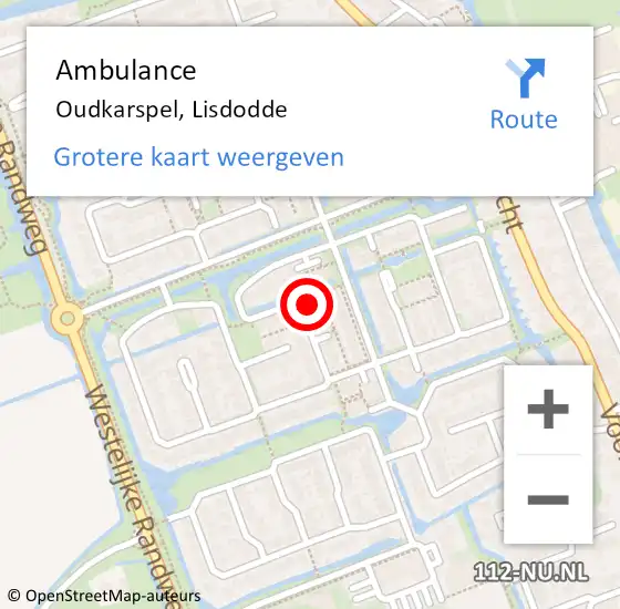 Locatie op kaart van de 112 melding: Ambulance Oudkarspel, Lisdodde op 27 november 2023 23:53
