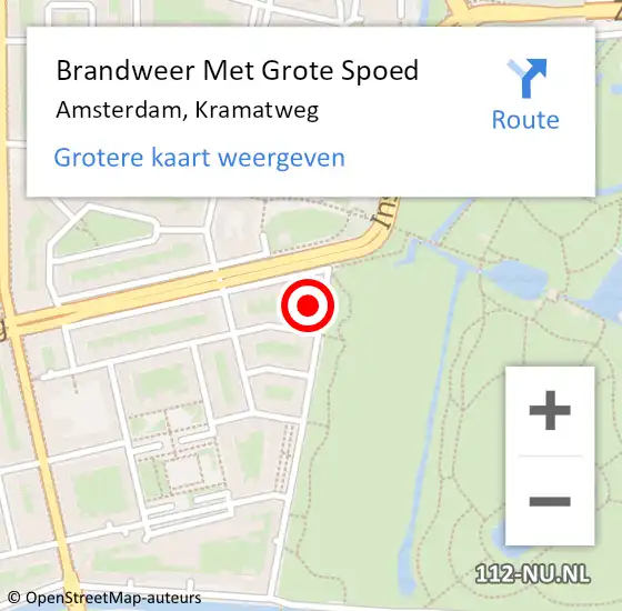 Locatie op kaart van de 112 melding: Brandweer Met Grote Spoed Naar Amsterdam, Kramatweg op 28 november 2023 00:29