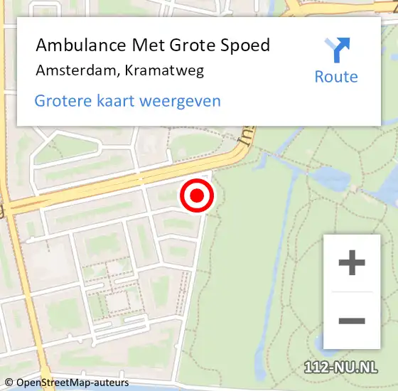 Locatie op kaart van de 112 melding: Ambulance Met Grote Spoed Naar Amsterdam, Kramatweg op 28 november 2023 00:29