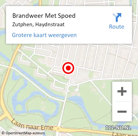 Locatie op kaart van de 112 melding: Brandweer Met Spoed Naar Zutphen, Haydnstraat op 28 november 2023 00:31