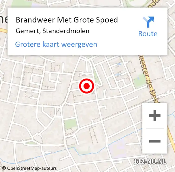 Locatie op kaart van de 112 melding: Brandweer Met Grote Spoed Naar Gemert, Standerdmolen op 28 november 2023 00:31