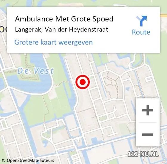 Locatie op kaart van de 112 melding: Ambulance Met Grote Spoed Naar Langerak, Van der Heydenstraat op 28 november 2023 02:07