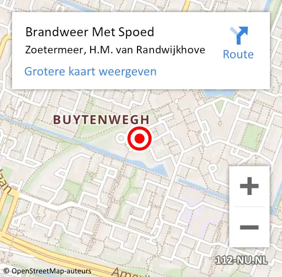 Locatie op kaart van de 112 melding: Brandweer Met Spoed Naar Zoetermeer, H.M. van Randwijkhove op 28 november 2023 02:44