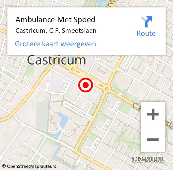 Locatie op kaart van de 112 melding: Ambulance Met Spoed Naar Castricum, C.F. Smeetslaan op 28 november 2023 04:16