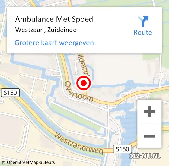 Locatie op kaart van de 112 melding: Ambulance Met Spoed Naar Westzaan, Zuideinde op 28 november 2023 04:39