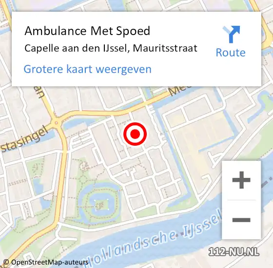 Locatie op kaart van de 112 melding: Ambulance Met Spoed Naar Capelle aan den IJssel, Mauritsstraat op 28 november 2023 04:50