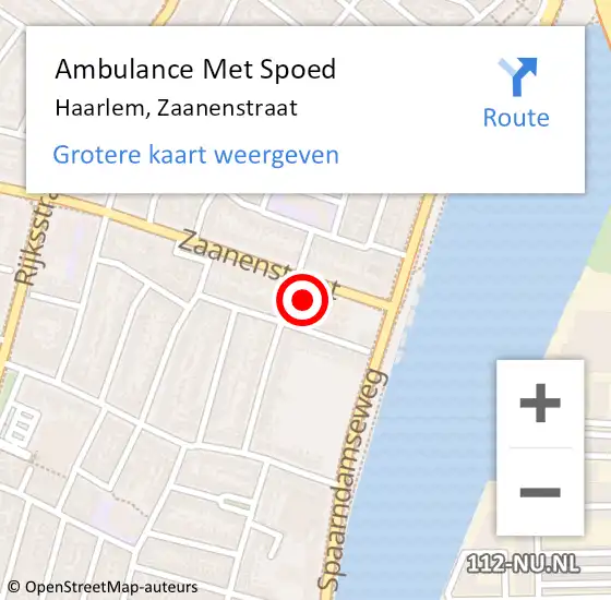 Locatie op kaart van de 112 melding: Ambulance Met Spoed Naar Haarlem, Zaanenstraat op 28 november 2023 05:15