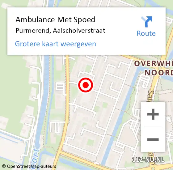 Locatie op kaart van de 112 melding: Ambulance Met Spoed Naar Purmerend, Aalscholverstraat op 28 november 2023 05:50