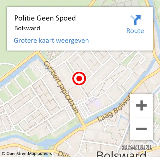 Locatie op kaart van de 112 melding: Politie Geen Spoed Naar Bolsward op 28 november 2023 06:13